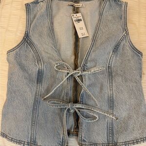 Abercrombie Light Blue Denim Vest with Tie Front